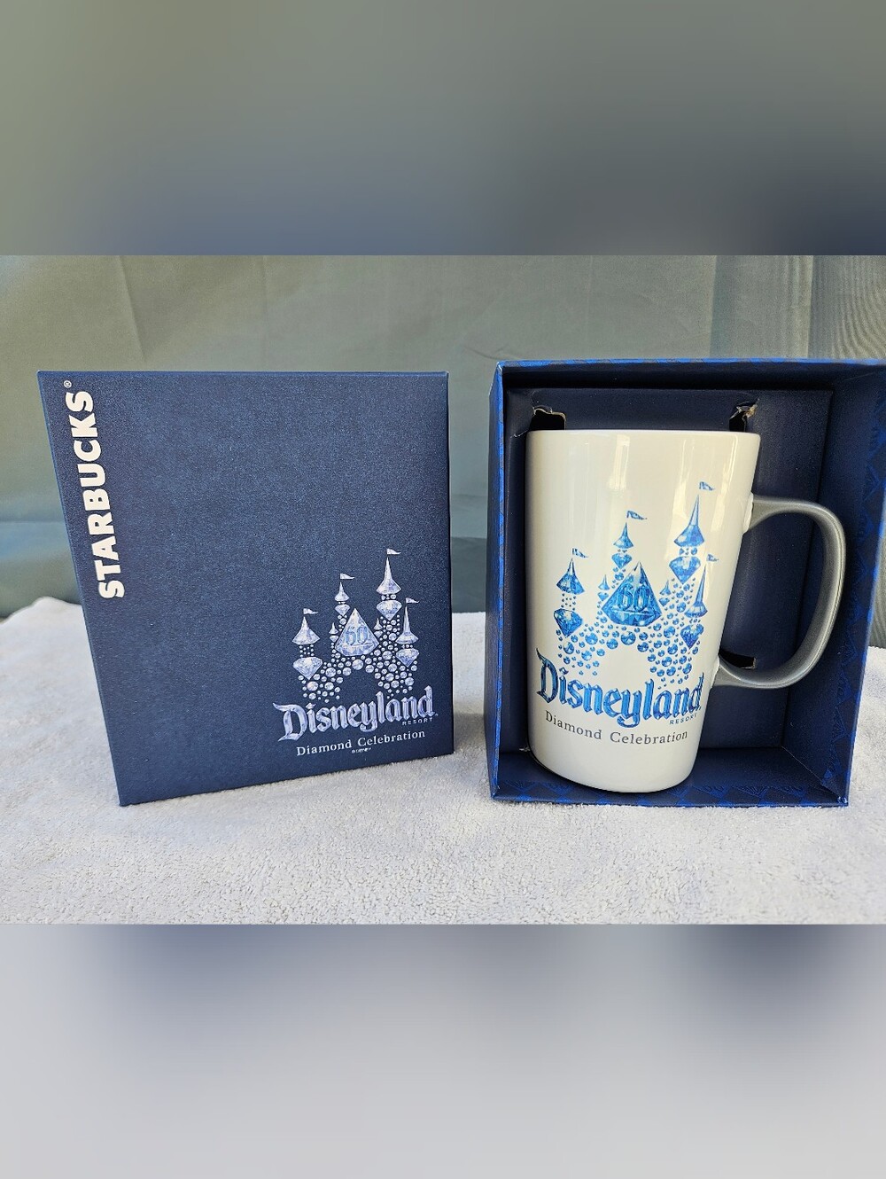 NEW IN BOX STARBUCKS DISNEYLAND 60TH ANNIVERSARY DIAMOND MUG LIMITED EDITION